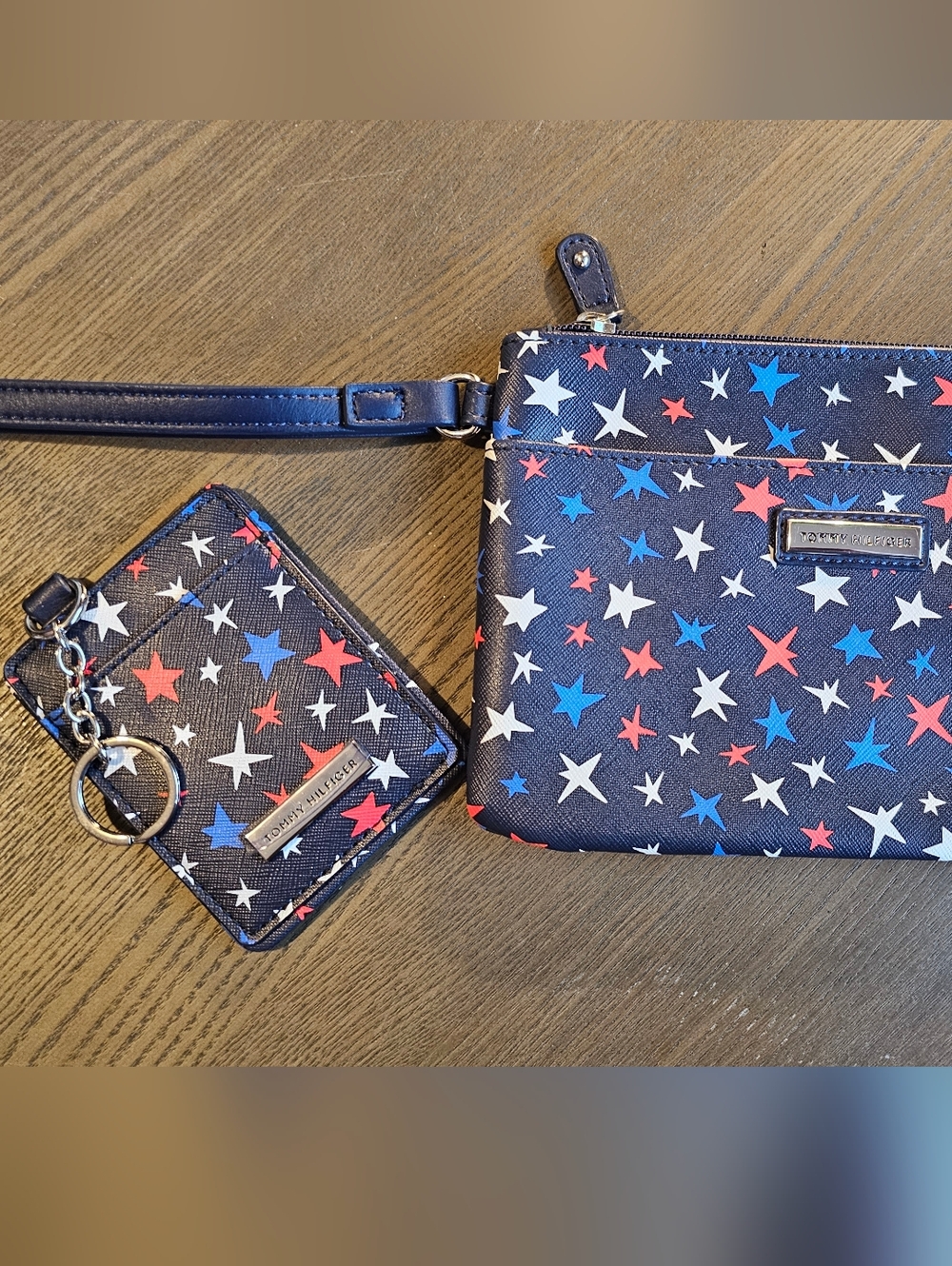 Tommy Hilfiger Star Print Wristlet + Matching Card Holder Set